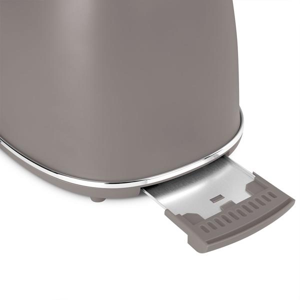 Edler Aluminium Design Toaster, taupe matt, starke 850W – 6 Röststufen, nostalgischer Look, hochwertiger Frühstücks-Toaster