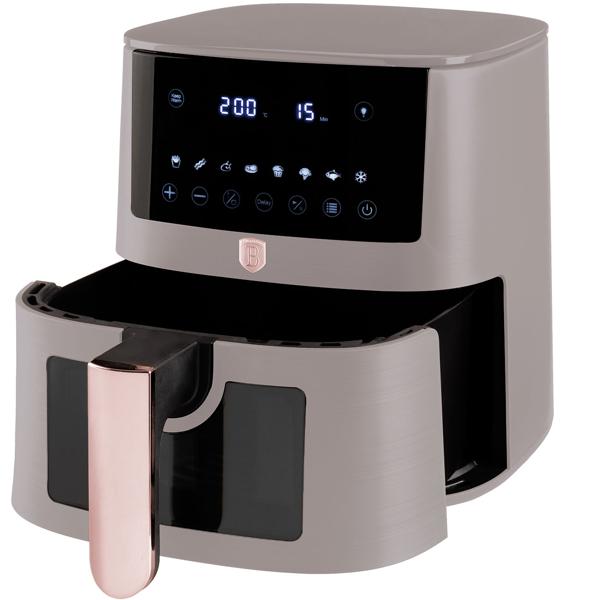 Hochwertige Design Heissluftfritteuse mit Sichtfenster, 5 Liter, taupe, LED-Touch-Display, Air Fryer mit 8 Kochprogrammen und Warmhaltefunktion