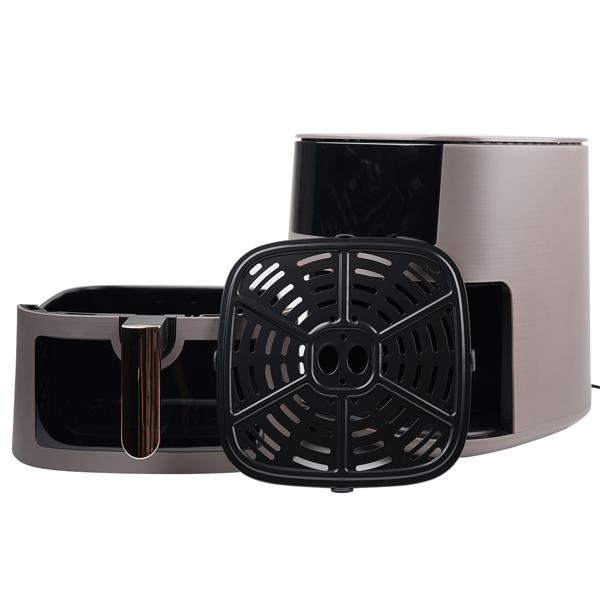 XXL Heissluftfritteuse 8L mit Sichtfenster – Air Fryer mit 8 Kochprogrammen, Timer & Touch-Display – Stilvolles Taupe-Design