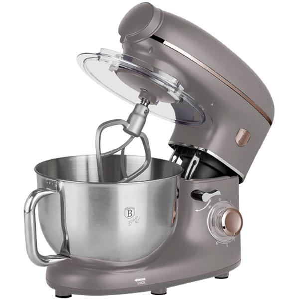 Vintage Küchenmaschine inkl. Fleischwolf u. Wurstfüller, Smoothie- u. Pasta-Aufsätze, angenehme 5,5 l Rührschüssel, 1500W, taupe