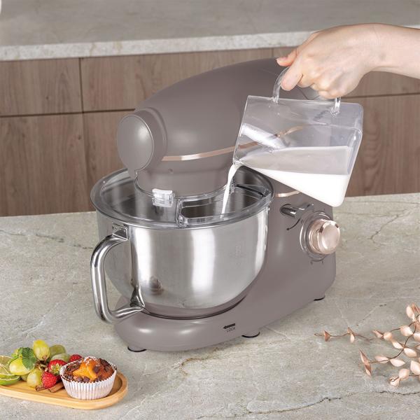 Vintage Küchenmaschine inkl. Fleischwolf u. Wurstfüller, Smoothie- u. Pasta-Aufsätze, angenehme 5,5 l Rührschüssel, 1500W, taupe