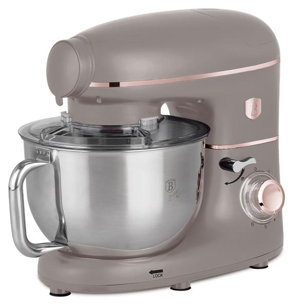 Vintage Küchenmaschine inkl. Fleischwolf u. Wurstfüller, Smoothie- u. Pasta-Aufsätze, angenehme 5,5 l Rührschüssel, 1500W, taupe