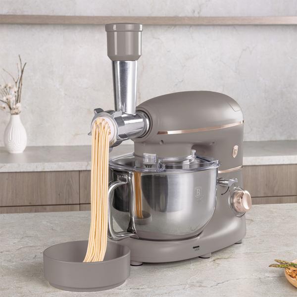 Vintage Küchenmaschine inkl. Fleischwolf u. Wurstfüller, Smoothie- u. Pasta-Aufsätze, angenehme 5,5 l Rührschüssel, 1500W, taupe