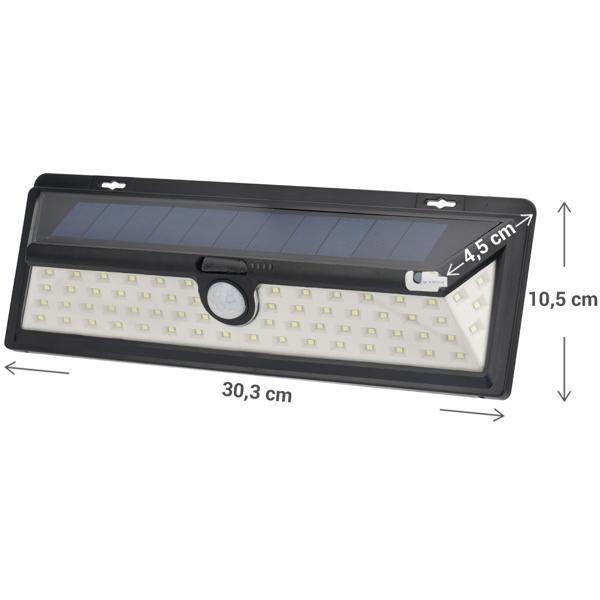 2er-Spar Set Moderne Wandleuchte, Solarpanel, PIR Bewegungs-Sensor, 66 helle LEDs, 800 Lumen, 13,2 Watt, IP44, inkl. Montagematerial