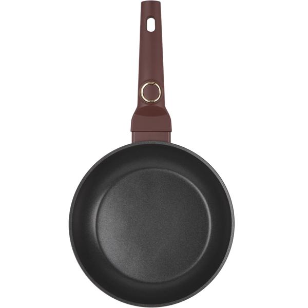 3-teiliges Design Pfannenset (bordeaux) - Bratpfannen 20+24cm, Grillpfanne 28cm - Geschmiedetes Alu, Titan, Soft-Touch - Hochwertig & Robust