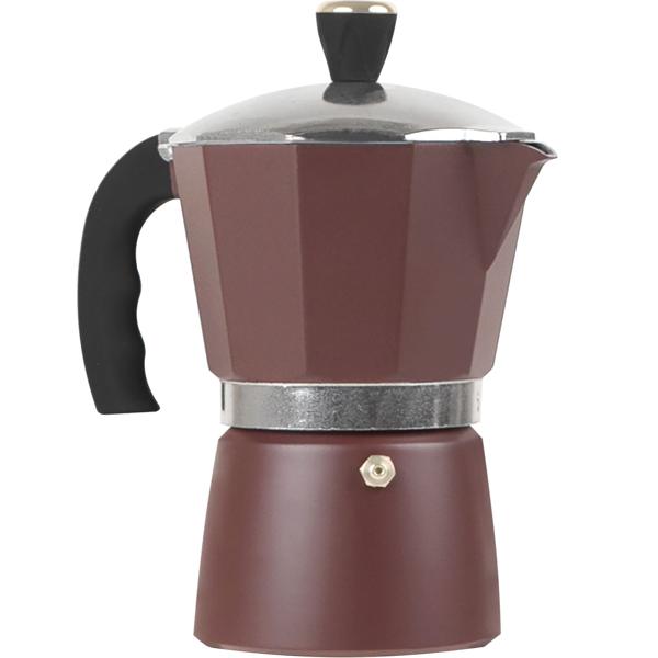 Espressokocher Bordeaux-Matt aus Aluminium - Für 6 Portionen (450ml) - Ergonomischer Soft-Touch-Griff - Geeignet für alle Herde - Rostfrei