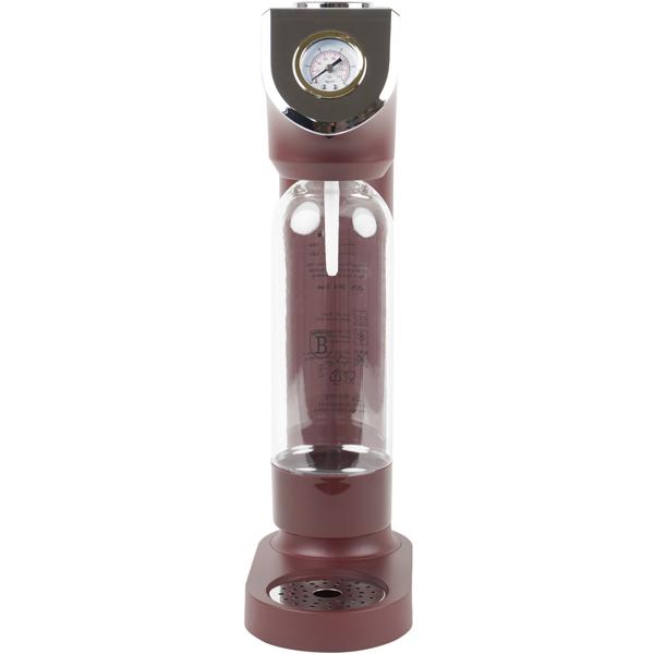 Wassersprudler im Design-Look, bordeaux, mit 2 BPA-freien Flaschen & Barometer: für sprudelnde Getränke, stilvoll & praktisch für jeden Haushalt