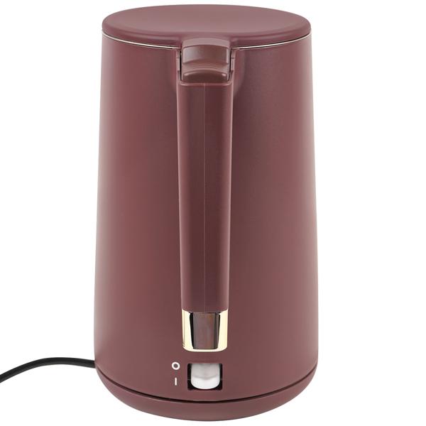 Design Wasserkocher - Doppelwandig & 360° drehbar - 1,7L Volumen - 1800W Leistung - Bordeaux - Edelstahl (18/10) - Warmhaltefunktion - Kabellos