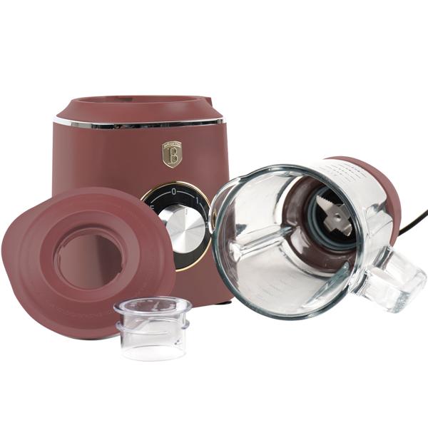 Moderner Standmixer, 1000W, Bordeaux Matt, 1,5L Glas – Edelstahlklingen, Pulsfunktion, mit Dosierbecher, Smoothiemaker