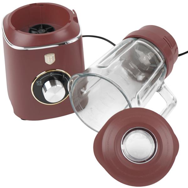 Moderner Standmixer, 1000W, Bordeaux Matt, 1,5L Glas – Edelstahlklingen, Pulsfunktion, mit Dosierbecher, Smoothiemaker