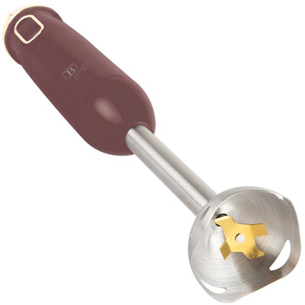 Eleganter 800W Stabmixer: Design-Highlight in bordeaux-rosegold aus robustem Edelstahl für kraftvolles Mixen von Smoothies, Suppen, Saucen