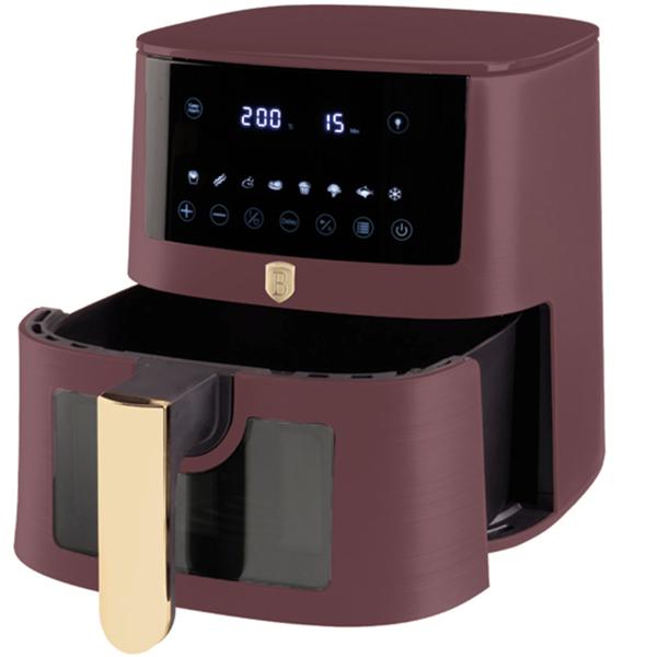 Heissluftfritteuse mit 8 Kochprogrammen–Air Fryer, 5L, bordeaux, mit Warmhaltefunktion, fettarmes Frittieren, trendiges Design, knusprige Ergebnisse