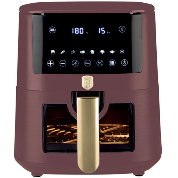 Heissluftfritteuse mit 8 Kochprogrammen–Air Fryer, 5L, bordeaux, mit Warmhaltefunktion, fettarmes Frittieren, trendiges Design, knusprige Ergebnisse