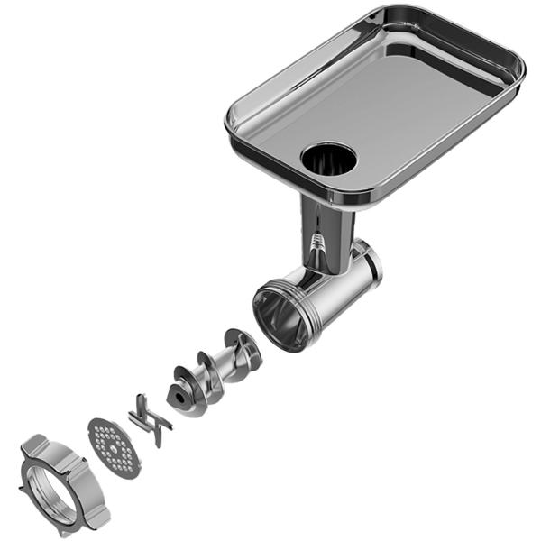 Vintage Küchenmaschine, robustes Getriebe, 5,5 l Edelstahlschüssel inkl. Fleischwolf, Wurstfüller, Smoothie & Pasta-Aufsätze, 1500W, bordeaux