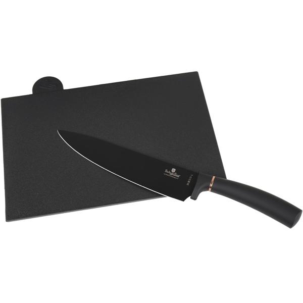 Elegantes Design Messerset 11-teilig, edles Schwarz-Roségold - inkl. Messerblock, Schneidebretter & Schere - Ein echter Hingucker in der Küche