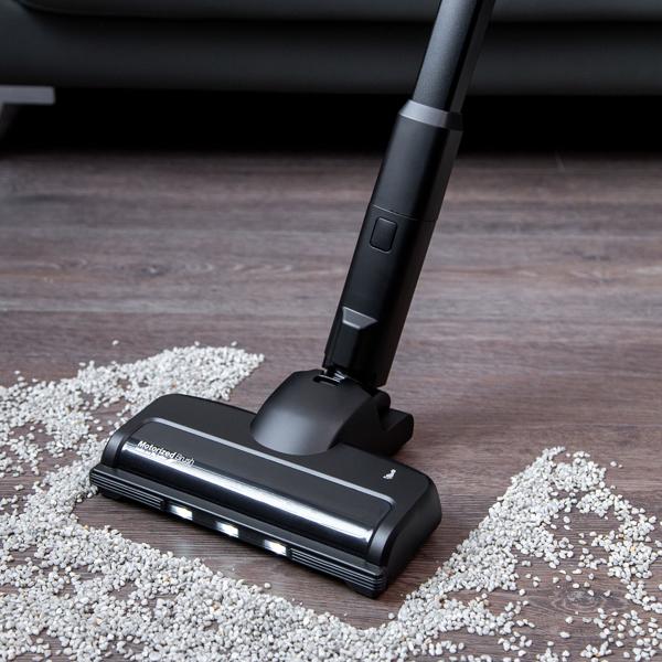 Design Akku-Staubsauger, 220 W BLDC Motor, 25,9 V Li-ION Akku, schwarz-roségold, Bürste mit LED Beleuchtung