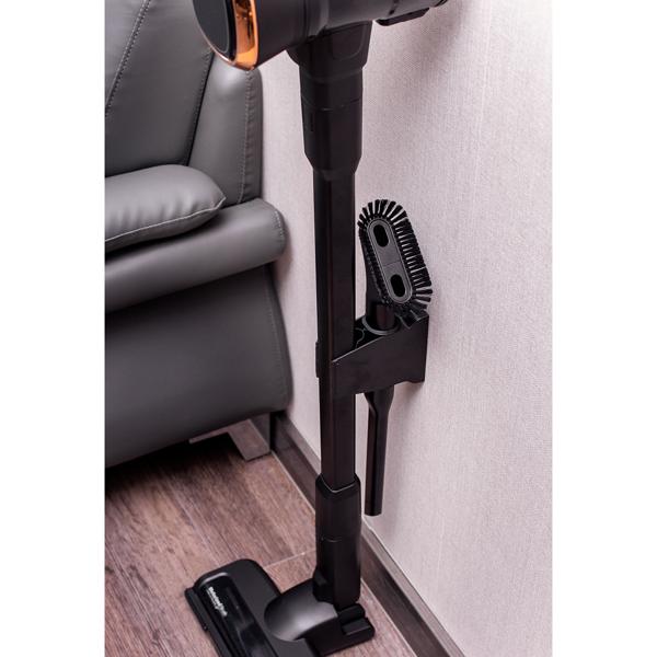 Design Akku-Staubsauger, 220 W BLDC Motor, 25,9 V Li-ION Akku, schwarz-roségold, Bürste mit LED Beleuchtung