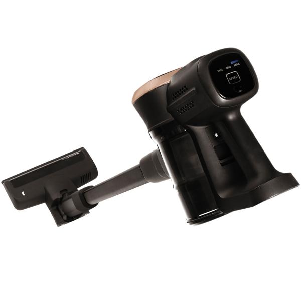 Design Akku-Staubsauger, 220 W BLDC Motor, 25,9 V Li-ION Akku, schwarz-roségold, Bürste mit LED Beleuchtung