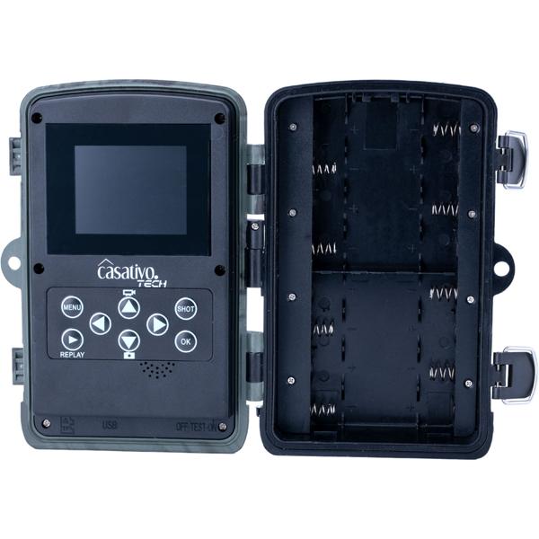 Full-HD-Wildkamera 24 MP mit 3 Bewegungssensoren – Nachtsicht, Serienbild- & Zeitraffer-Funktion, Farbdisplay, wetterfest, ideal zur Tierbeobachtung