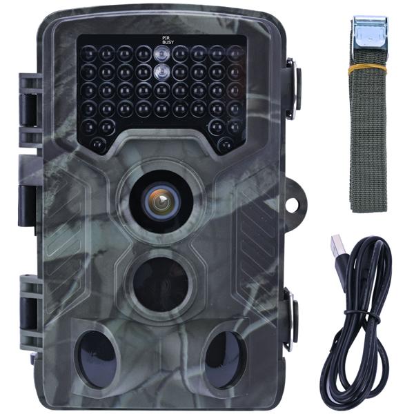 Full-HD-Wildkamera 24 MP mit 3 Bewegungssensoren – Nachtsicht, Serienbild- & Zeitraffer-Funktion, Farbdisplay, wetterfest, ideal zur Tierbeobachtung