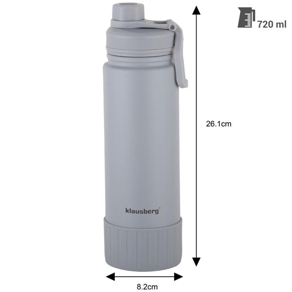 4er-Set Doppelwandiger Thermobecher 720ml in elegantem Grau, isoliert, hält Getränke lange heiss oder kalt, ideal für Arbeit, Freizeit und Reisen