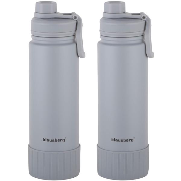 2er-Set Doppelwandiger Thermobecher 720ml in elegantem Grau, isoliert, hält Getränke lange heiss oder kalt, ideal für Arbeit, Freizeit und Reisen