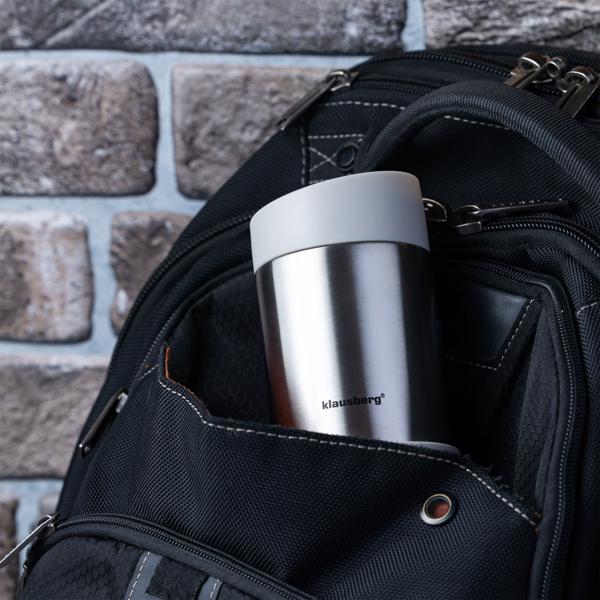 2er-Set Doppelwandiger Thermobecher, 420 ml, hellgrau, hält Getränke stundenlang heiss oder kalt, auslaufsicher, robust & ideal für unterwegs