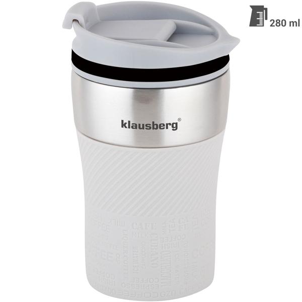 Doppelwandiger Thermobecher 280ml, beige - Hält Getränke heiss/kalt - BPA-freier 18/8 Edelstahl, auslaufsicher, stossfest - für Uni, Büro, Picknick