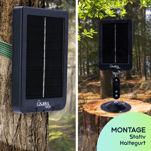 Solarpanel mit Akku (3000mAh) für Wildkameras - mobil, IP65 wetterfest - 3,5mm Stecker - Für lange Laufzeit & zuverlässige Aufnahmen