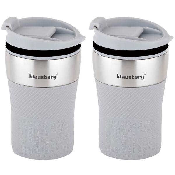 2er-Set Doppelwandiger Thermobecher, 280ml, grau, perfekt für Kaffee, Tee & mehr, hält Getränke stundenlang heiss oder kalt