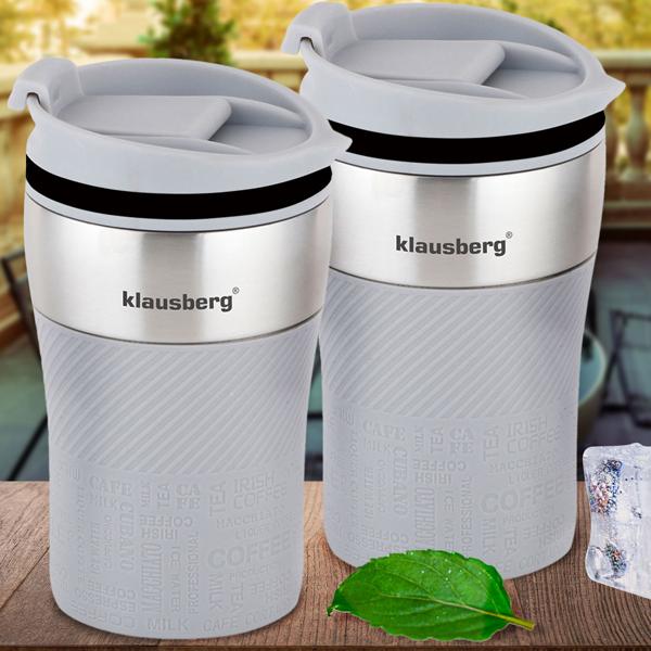 2er-Set Doppelwandiger Thermobecher, 280ml, grau, perfekt für Kaffee, Tee & mehr, hält Getränke stundenlang heiss oder kalt