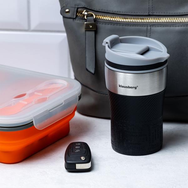 4er-Set Doppelwandiger Thermobecher 280ml, schwarz - Hält Heiss/Kühl - Auslaufsicher, robust, einhändig bedienbar - Edelstahl, lebensmittelecht