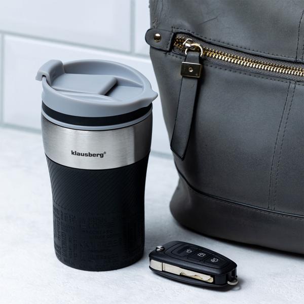 4er-Set Doppelwandiger Thermobecher 280ml, schwarz - Hält Heiss/Kühl - Auslaufsicher, robust, einhändig bedienbar - Edelstahl, lebensmittelecht