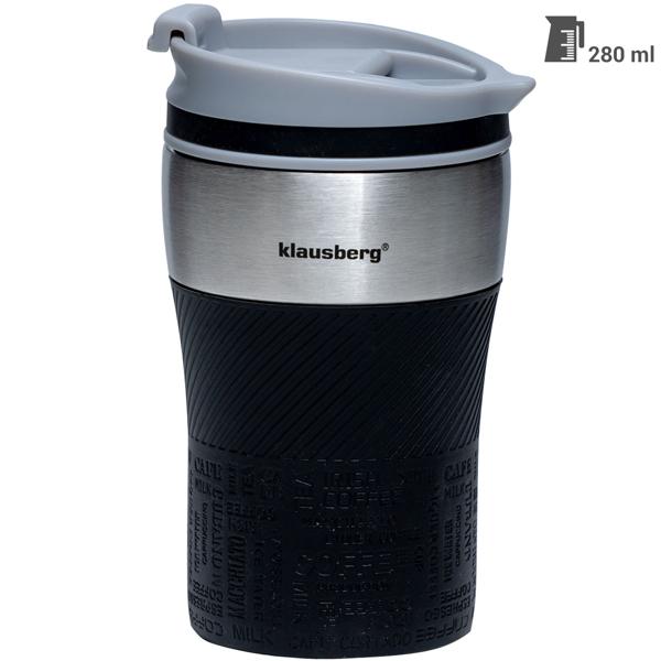 4er-Set Doppelwandiger Thermobecher 280ml, schwarz - Hält Heiss/Kühl - Auslaufsicher, robust, einhändig bedienbar - Edelstahl, lebensmittelecht