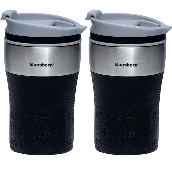 2er-Set Doppelwandiger Thermobecher - 280ml, schwarz, Edelstahl - Auslaufsicher & stossfest für Heiss-/Kaltgetränke - Büro, Uni, unterwegs