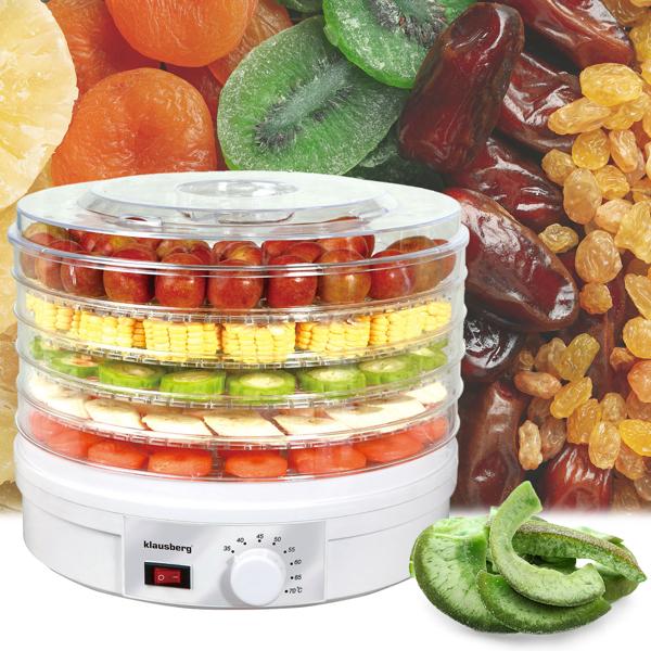 Vitalstoff-Dörrautomat, 5 Ebenen, 350W, 35-70°C, weiss – Für vitaminreiche Snacks, erhält Nährstoffe, Dörrgerät