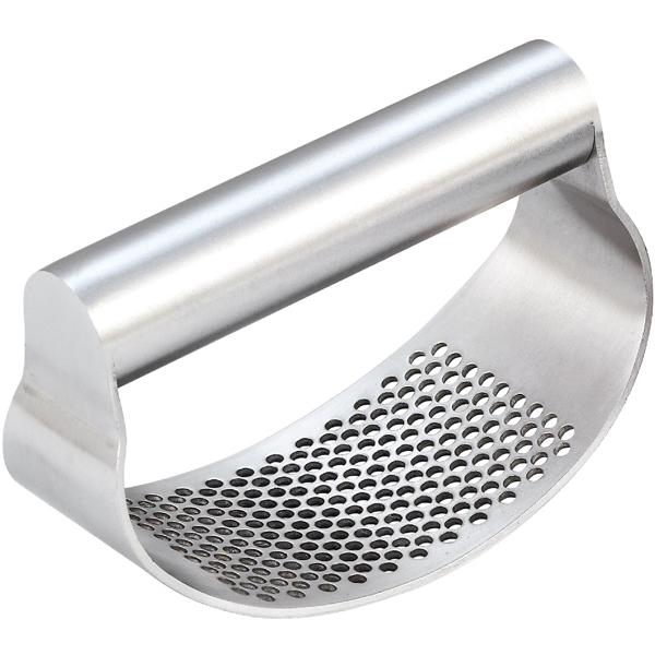 Manuelle Knoblauchpresse aus Edelstahl, inkl. Knoblauchschäler und Reinigungspinsel