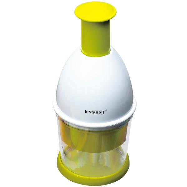 Hochwertiger, manueller Gemüsehacker mit scharfen Klingen (weiss/grün): Zerkleinerer für Zwiebeln, Gemüse, Obst, Nüsse, Kräuter & mehr