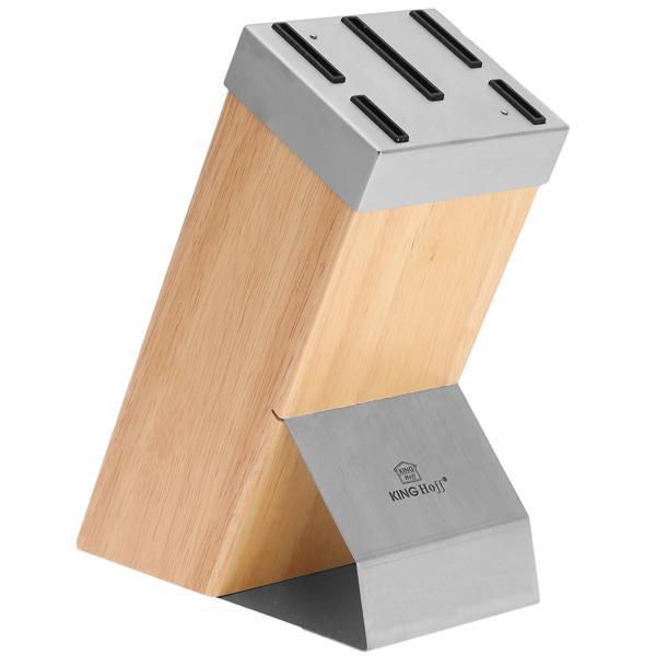 Edles Messerset mit 5 Messern und Messerblock (Holz/Edelstahl) – Hochwertiges Design, für jede moderne Küche