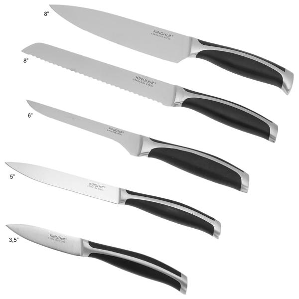 Edles Messerset mit 5 Messern und Messerblock (Holz/Edelstahl) – Hochwertiges Design, für jede moderne Küche