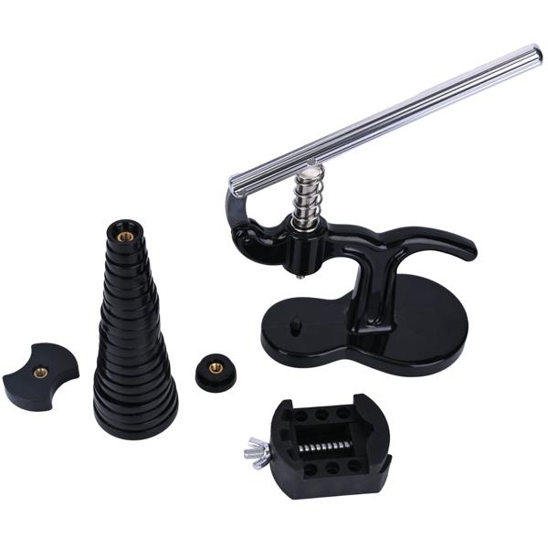 Profi Uhren Einpresswerkzeug, 17 tlg., Reparatur Werkzeug für Uhren inkl. 12 Druckplatten, ideal für den Batteriewechsel