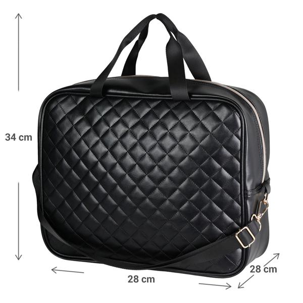 Reisetasche, Koffertasche, gesteppt, schwarz, 34 x 12 x 27 cm