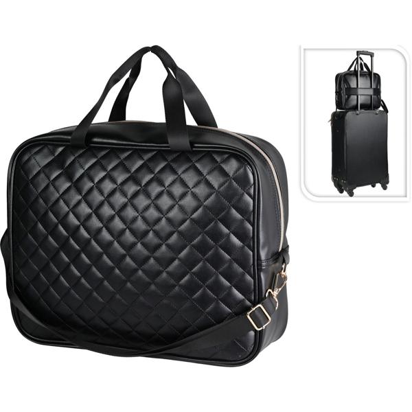 Reisetasche, Koffertasche, gesteppt, schwarz, 34 x 12 x 27 cm