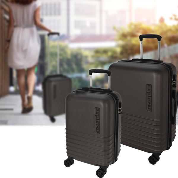 Robustes 2-tlg. Trolley-Set (Hartschalenkoffer) in Anthrazit – Mit TSA Zahlenschloss, ABS & Aluminium – Sicherer & langlebiger Reisebegleiter