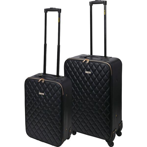 Hochwertiges 2-tlg. Trolley-Set, schwarzes Steppmuster. Koffergrössen: 34x52cm & 40x62cm. Stilvoll, geräumig, die ideale Reiselösung