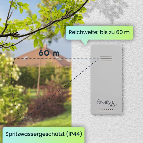 Digitale Funk-Wetterstation mit Aussensensor für präzise Wettervorhersage - Barometer, Hygrometer & Trend - Grosses Display - Funkuhr u. Wecker