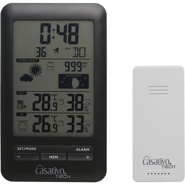 Digitale Funk-Wetterstation mit Aussensensor für präzise Wettervorhersage - Barometer, Hygrometer & Trend - Grosses Display - Funkuhr u. Wecker