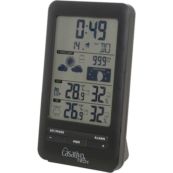 Digitale Funk-Wetterstation mit Aussensensor für präzise Wettervorhersage - Barometer, Hygrometer & Trend - Grosses Display - Funkuhr u. Wecker