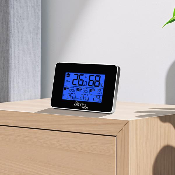 WLAN-Wetterstation mit 3 Funksensoren, LCD Display – Temperatur, Hygrometer, Wettertrends & Heiz-/Lüftungsempfehlungen für Ihr Wohlbefinden