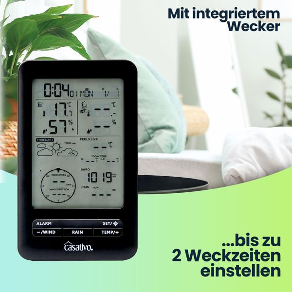 Profi Funk-Wetterstation mit Solar-Aussensensor – Niederschlag, Wind, Hygrometer & Wettervorschau – Präzise Wetterdaten Ihr dein Zuhause
